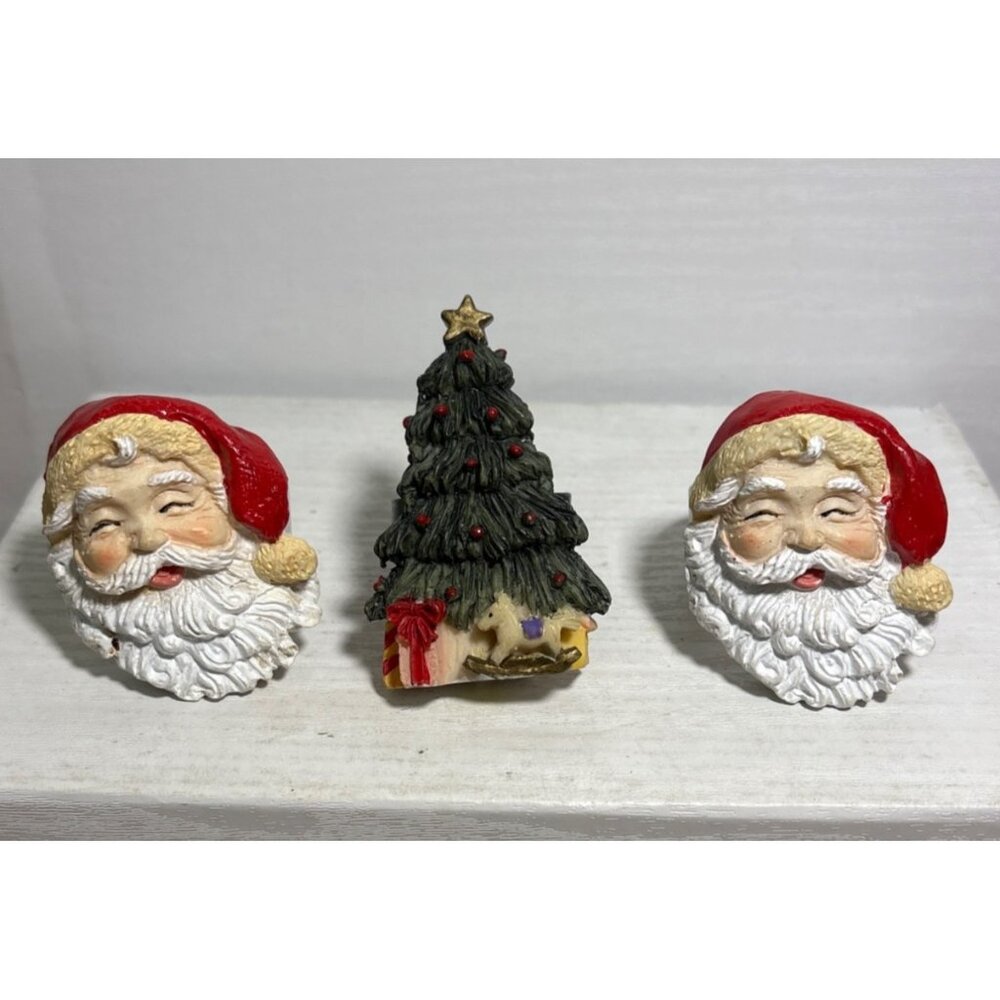 Vintage Christmas Napkin Rings Set Of 3 Santa & Tree Design Replacements